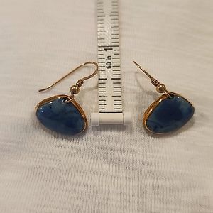 Artisian blue glazed ceramic earrings